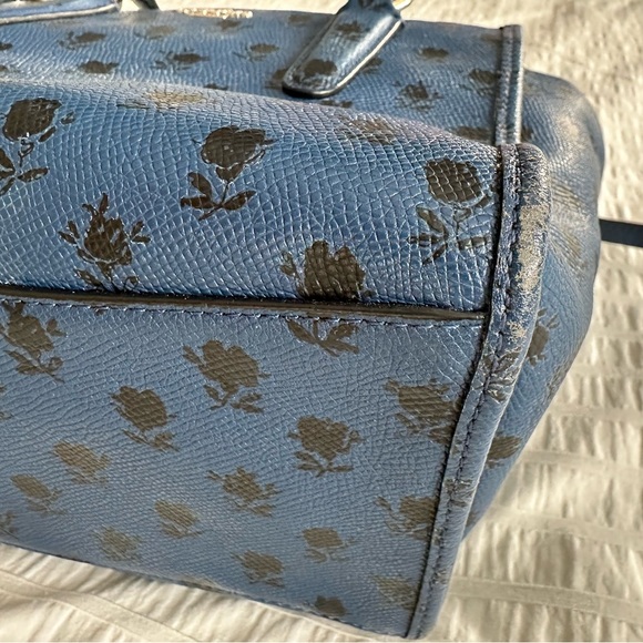 Coach Blue Satchel with Black Floral Design - Picture 8 of 9